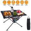 Portable Folding Camping Table Foldable Beach Table Aluminum Alloy Frame with 2 Cup Holders 2 Side Pockets Carry Bag for Picnic Camping Hiking Beach B