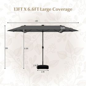 13FT Double-sided Patio Umbrella with Solar Lights for Garden Pool Backyard