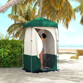 Camping Shower Tent, Portable Privacy Shelter with Solar Shower Bag, Removable Floor and Carrying Bag, Green