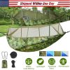 600lbs Load 2 Persons Hammock w/Mosquito Net Outdoor Hiking Camping Hommock Portable Nylon Swing Hanging Bed w/ Strap Hook Carry Bag