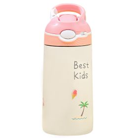 13.5Oz Insulated Stainless Steel Water Bottle Leak-proof Bottle for Kids with Straw Push Button Lock Switch Sports Water Bottle for Toddlers Boys Girl (Option: WaterBottlePinkBird)
