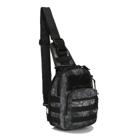 Mens Backpack Tactical Sling Shoulder Bag Molle Travel Chest Pack Outdoor Hiking (Model: Python Black)