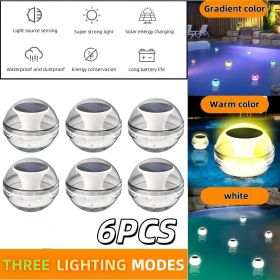 Swimming Pool Lights Solar Floating Light with Multi-Color LED Waterproof Outdoor Garden Lights 6pcs (Quantities: 6 PCS)
