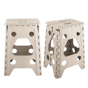 2 Pack 17.91In High Step Stool Folding Stepping Stool Lightweight Plastic Step Stool with Handle Non-slip for Kitchen Bathroom (Option: 2PcsStepStoolBeige)
