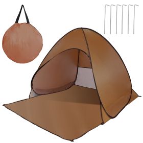 Pop Up Beach Tent Sun Shade Shelter Anti-UV Automatic Waterproof Tent Canopy for 2/3 Man w/ Net Window Storage Bag for Outdoor Beach Camping Fishing P (Option: PopUpBeachTentCoffee)