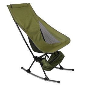 Portable Camping Rocking Chair 198LBS Weight Capacity Included Carry Bag High Back Rocker Chair For Patio Fishing Beach Lawn Travel (Option: CampingChairGreen)